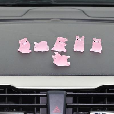 6 Stück niedliche Cartoon-Schwein-Auto-Ornamente, Auto-Innendekoration, Dekorationszubehör