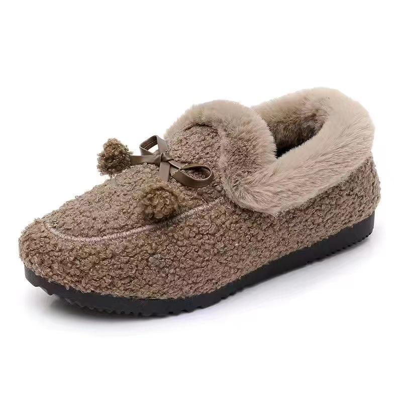 Winter Warm Womens Flat Shoes Indoor Cotton Slippers With Thick Sole Anti-Slip Warm Footwear Soft Bottom Zapatillas De Mujer