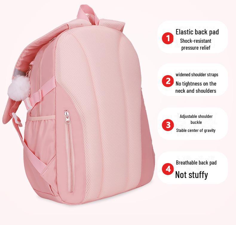 Leichter, wasserdichter Rucksack für Mädchen: Wirbelsäulenschutz, große Kapazität, für Grund- und Mittelschüler, Klassen 3–6.