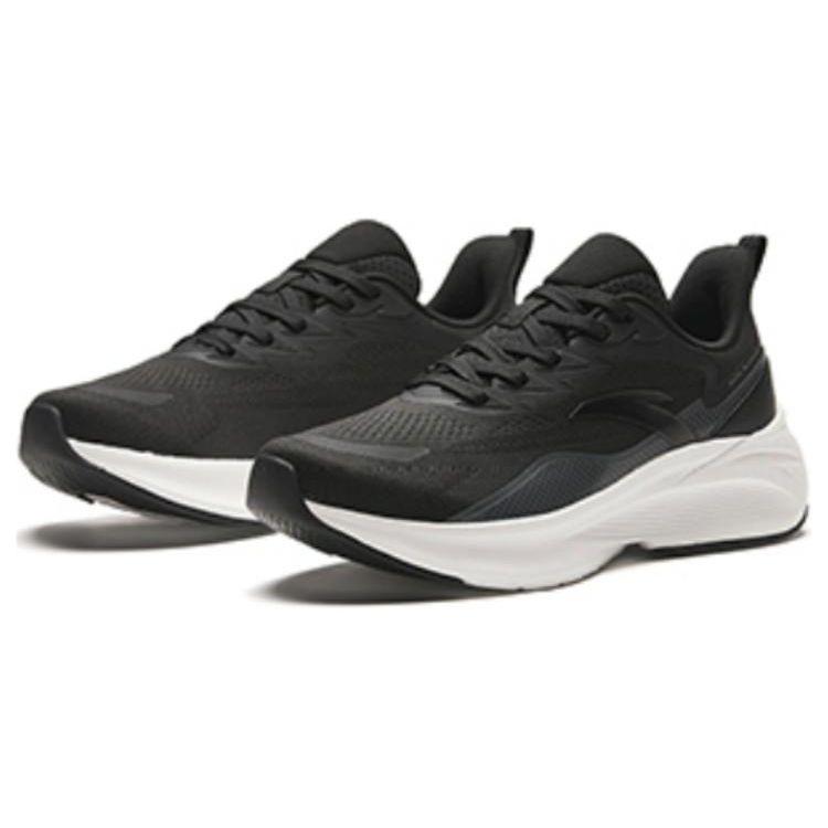 Anta Cloud Tracking Round Toe Lace-Up Shock Absorbing Low-Top Running Shoes Women Sneaker Black Gray 122415522-6