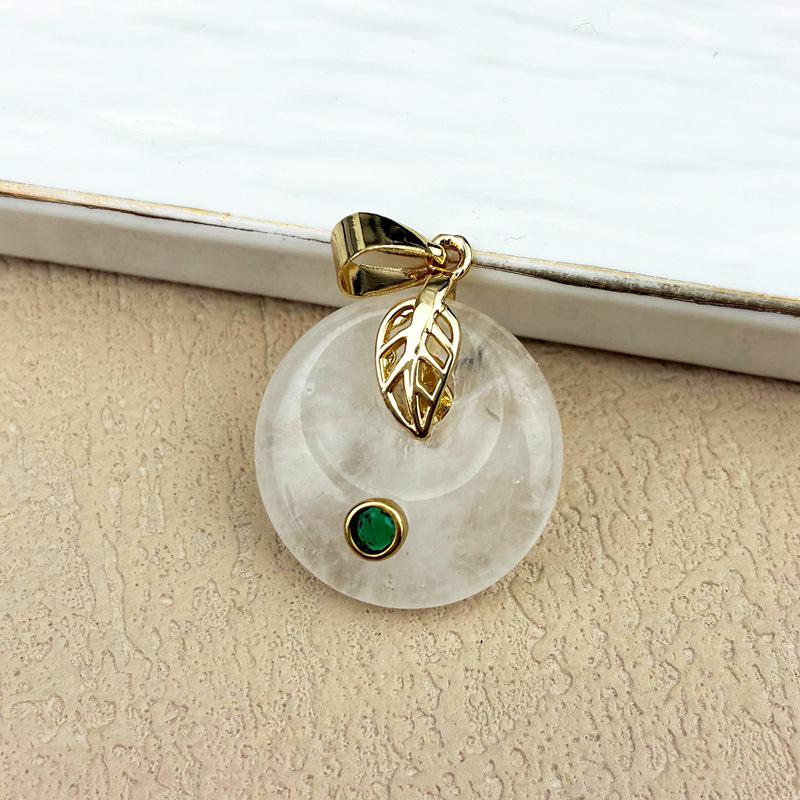 Chinese-Style Pink Crystal Pendant Necklace with Zircon