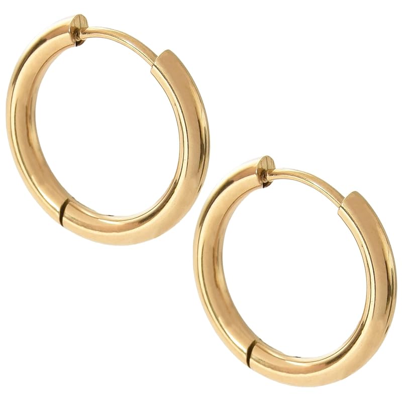 

[SCIOLTO] earrings hoop earrings ring earrings [18G set of 2 both ears] stainless Earrings that don t require a catch permanent earrings (Gold inner