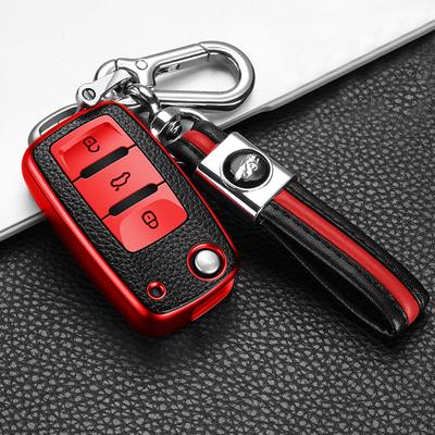 Δερμάτινο TPU Car Flip Key Case Κάλυμμα Θήκη τσάντας Μπρελόκ για Volkswagen VW Jetta Golf Passat Beetle Skoda Seat Polo B5 Protector