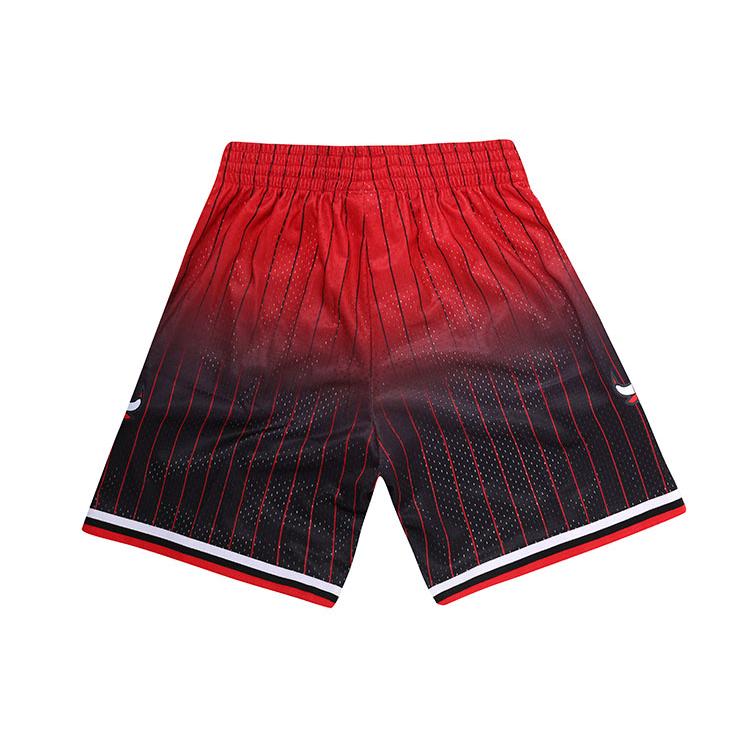 Mitchell Ness Basketball Shorts Men's Black Red Moderate Straight Fit Pants SMSH4277-CBU95PPPRDBK