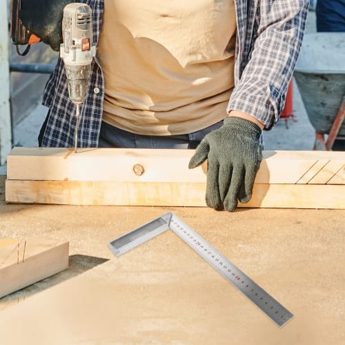 LEDMOMO Stainless Steel Right Angle Ruler for Carpentry, Right Angle, Multi-Purpose Square, Straight Ruler, Metal Square Ruler, Silver, Curved Ruler,