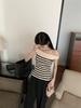 Women's Summer Off-the-Shoulder Striped Knit Sleeveless Top