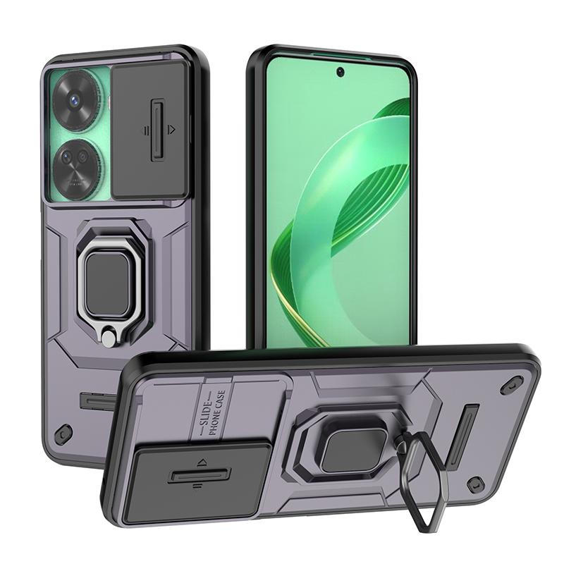 

Для Huawei nova 12 11 SE Pro Ultra Battle Bear Slide Push Window TPU + PC противоударный металлический чехол с магнитной адсорбцией для автомобиля с подставкой и задним чехлом nova 12 SE фиолетовый