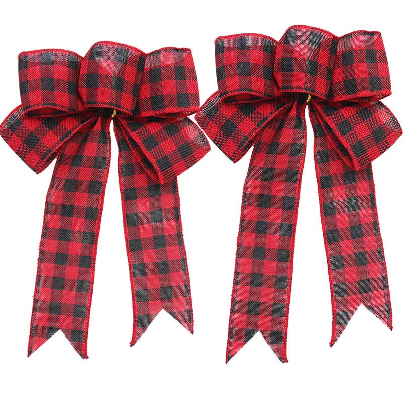 (2-teiliges Set/Packung) 24cm Bandschleife Weihnachtsbaumkranz Dekoration Leinen Schleife DIY Party Basteldekoration