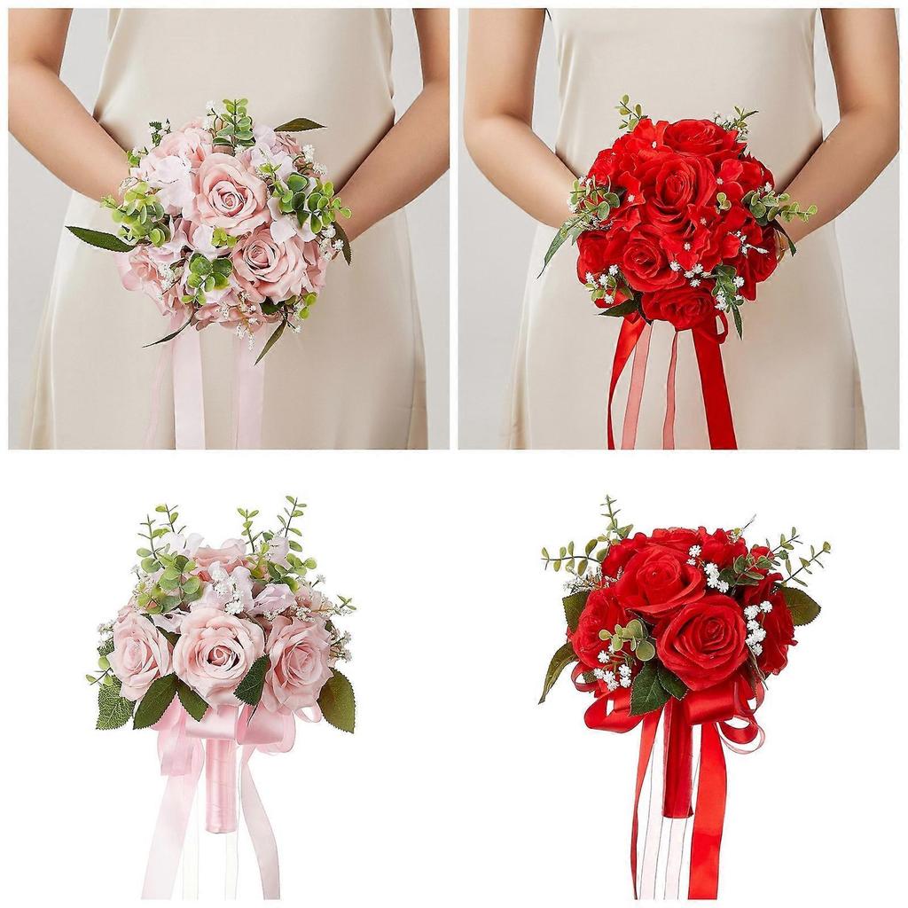 Wedding Bouquets Artificial Bride Bouquets for Wedding Party Centerpieces, Ceremony, Anniversary, Photography Props  Red