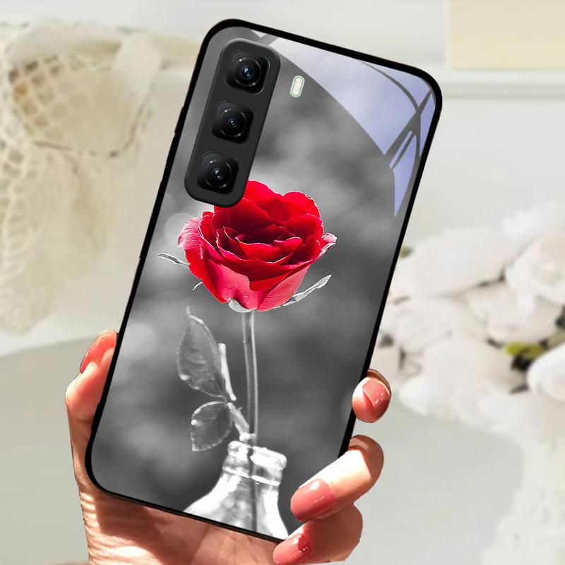 Gehärtetes Glas Case Für Infinix Hot 60 60i Hot60 Pro Plus 60Pro Handy Rückabdeckung Vollständige Abdeckung Linsenschutz Hülle Fundas Etui