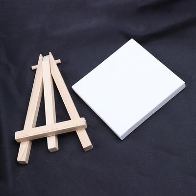 3Pcs Mini Blank Canvas Easel Set 10x10cm Small Tiny Painting Easel Multifunctional Wooden Frame Drawing Decoration Board