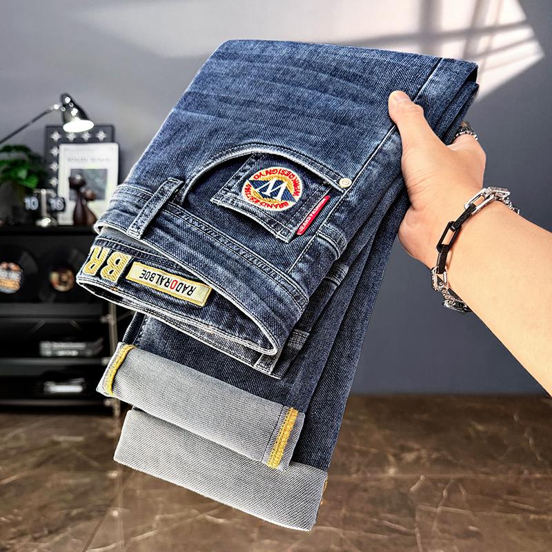 Herbst- und Winterjeans für Herren, Herbst lockere gerade Beine elastisch lässige schmale Hosen
