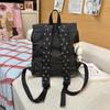 Vintage Star Striped Denim Backpack Student Class Book Bag