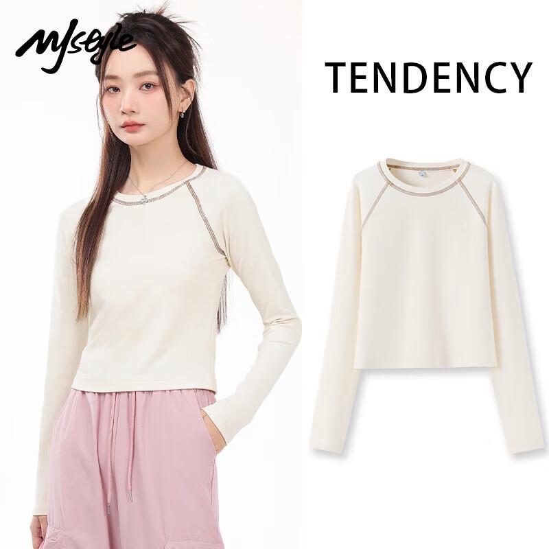 MJ STYLE Women s Slim Fit Raglan Long Sleeve Crop Top M