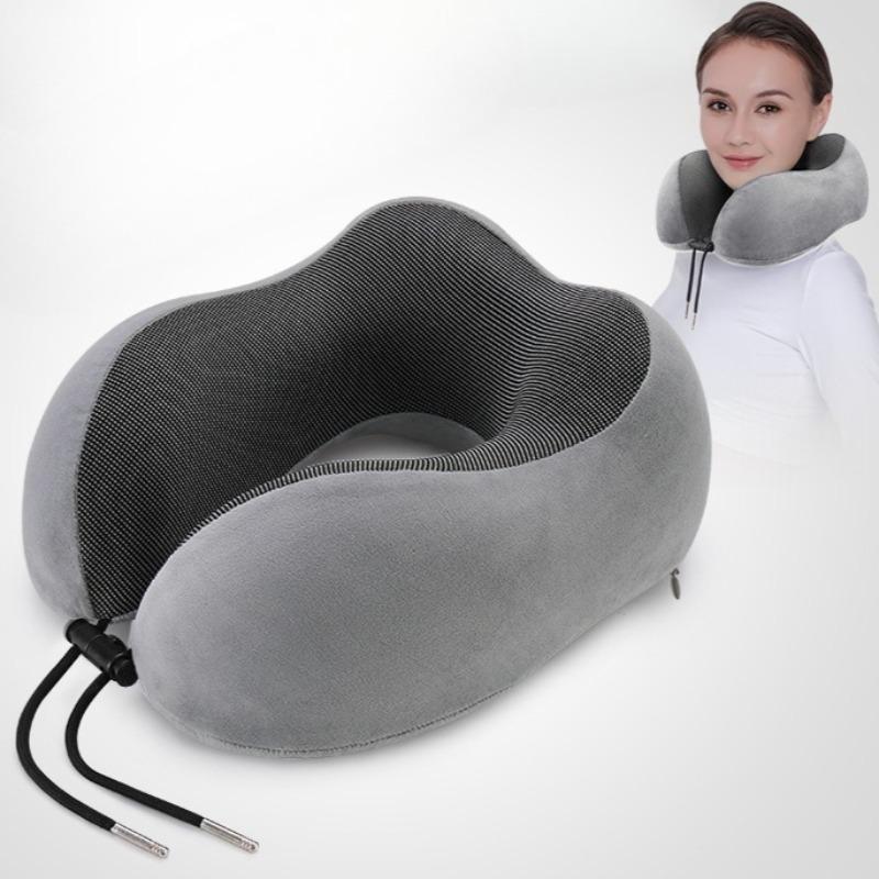Memory Foam U Shaped Neck Pillow - Soft Travel Companion with Massage Feature, Ideal for Airplane, Car & Cervical Support