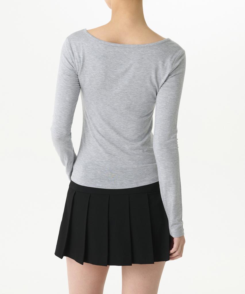 MUSINSA STANDARD WOMAN Women'S Tencel Slim Ballerina Long Sleeve T-Shirt [Medium Grey]