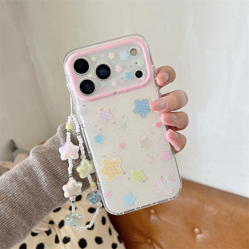 Colorful Glitter Plaid Star iPhone Case for 17, 16 Pro Max, 15, and 14