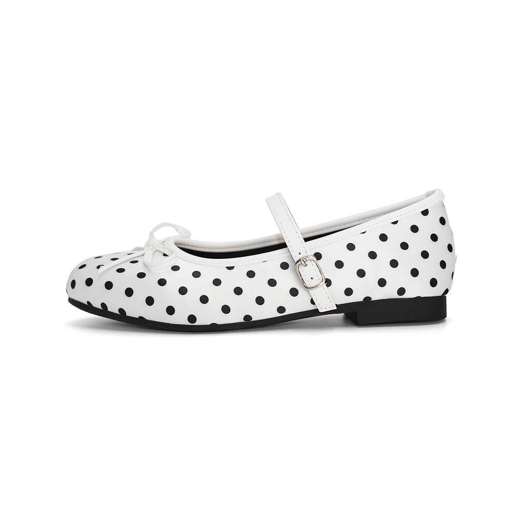 New Model883-6 French Round Head Polka Dot Flat-Soled Single Shoes Women'S Shallow Mouth Soft Sole With Skirt Mary Jane Women'S Shoes