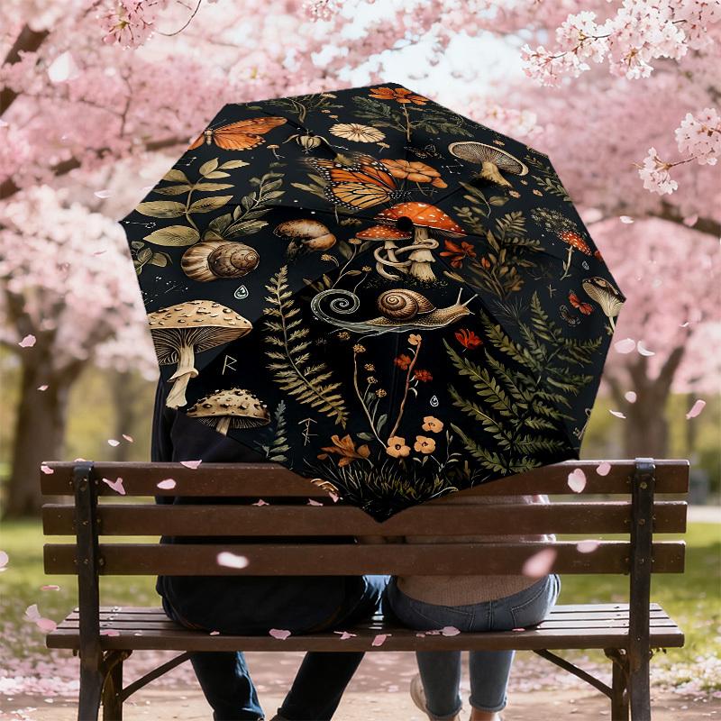 1PC Mushrooms Flowers Umbrella-8-Rib Reinforced Portable Folding Travel Suitable for All Seasons Outdoor Daily Use Is an Ideal Choice -K0377