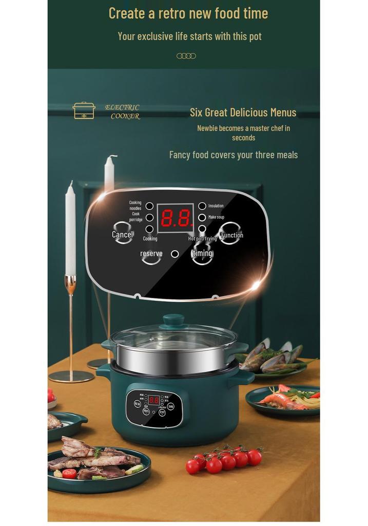 Multi-Functional Electric Cooker: Hot Pot, Stir-Fry, and Noodle Maker for Dorms and Bedrooms