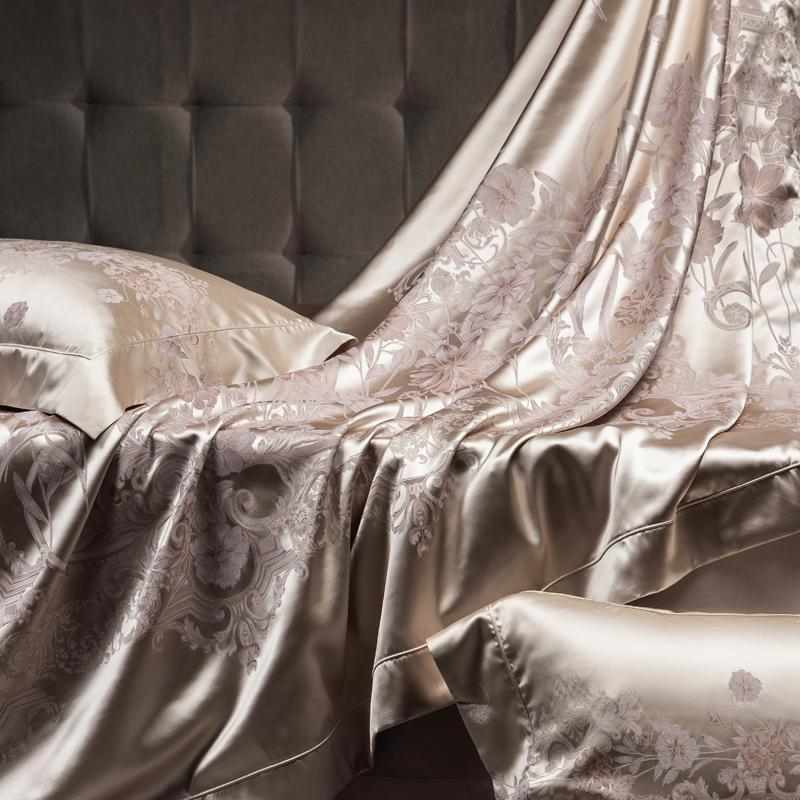 Svetanya Jacquard Satin Bedding Set Queen King Double Size Bed Linens Pillowcase Sheet Comforter Cover Set