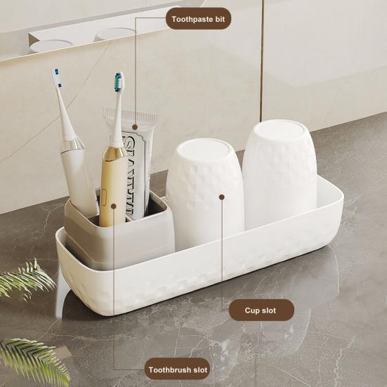

1 комплект, держатель для зубных щеток, двойной поднос для чашек, современная белая полая столешница, электрическая зубная щетка, органайзер для зубной пасты, принадлежности для ванной комнаты