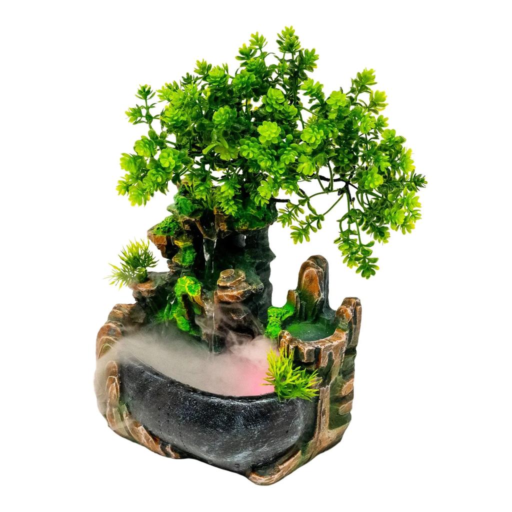Tabletop Rockery Fountain Indoor Waterfall Bonsai Desktop Mini Rockery Water Fountain, Home and Office Desk Decoration
