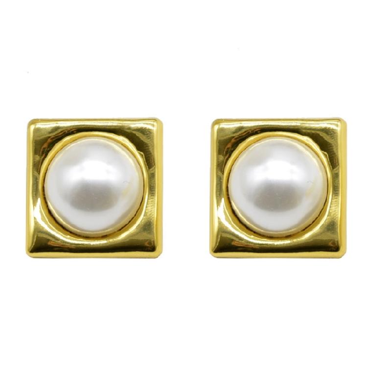 Geometric Square Pearls Earrings for Women Combining Vintage Charm and Modern Styles Suitable for Every Outfits