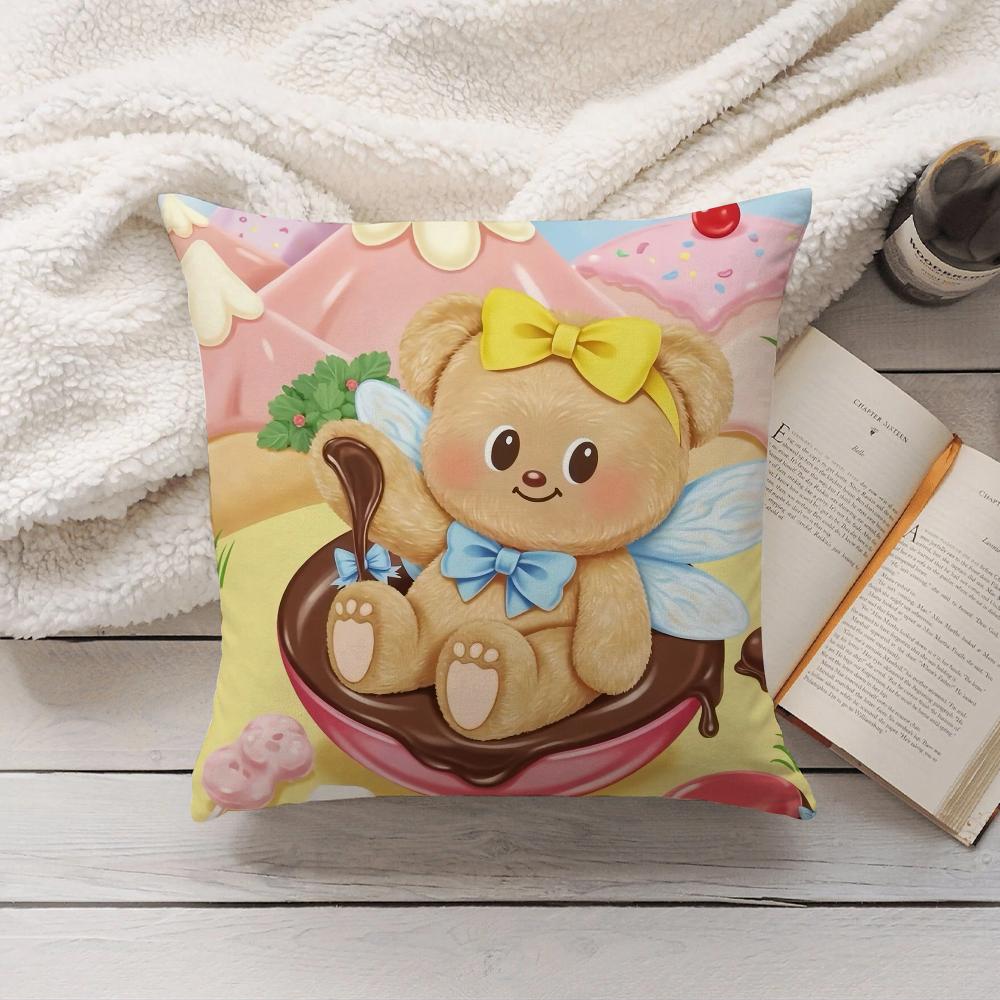 Cartoon Kawaii Butter Bear Pillow Case Home Decoration Cushion Cover Suitable For Bedroom Car Office Sofa