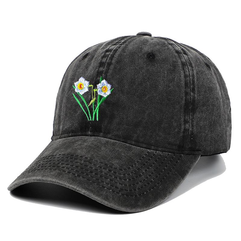 Men's Retro Washed Cotton Embroidered Distressed Dad Baseball Cap with Soft Brim