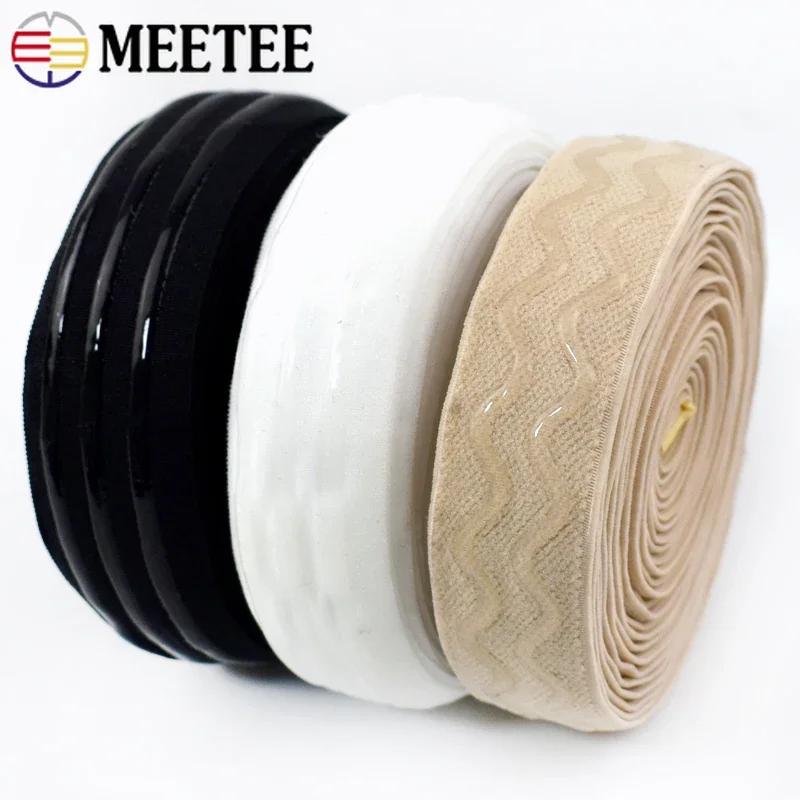 Meetee 1-5Meters Elastic Band 25/30mm Non-Slip Silicone Rubber Bands for Bra Underwear Clothes DIY Sewing Material Accessories