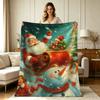 Soft Warm Flannel Blanket with Christmas Holiday Festive Art Print All Season Cozy Throw Blanket for Couch Sofa Bed Living Room Winter Indoor Decorati