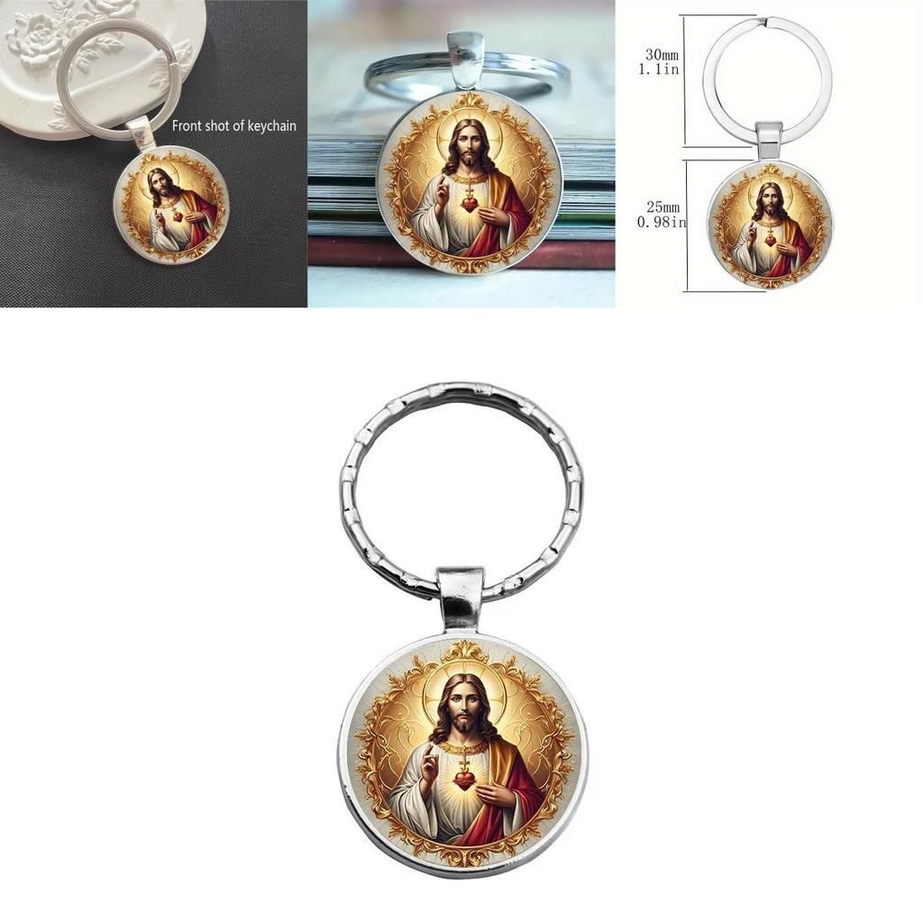 Heart Jesus Design Glass Alloy Key Holder With Modern Style For Party And Festival Gifts