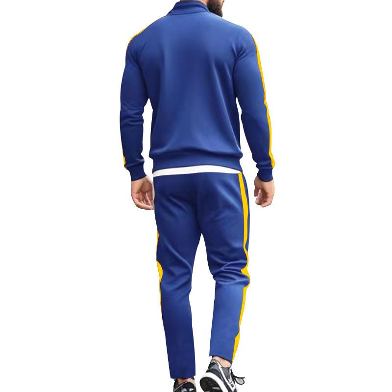 2025 Europe and The United States Spring and Autumn Outdoor New Leisure Men's Sports Suit Color Contrast Outdoor Men's 2 Pieces