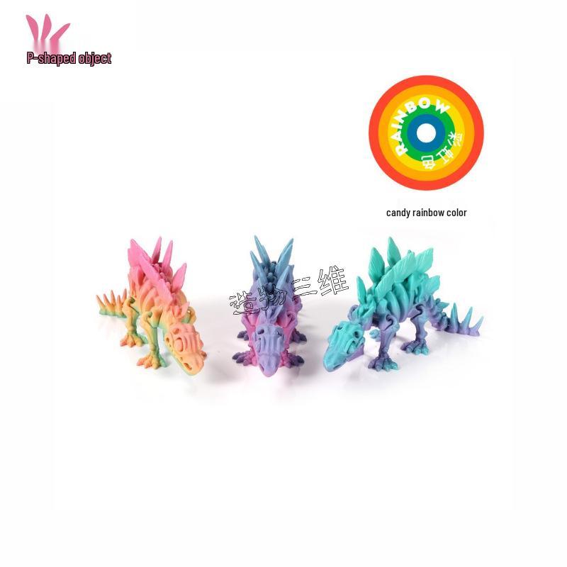 3D Printed Movable Joint Stegosaurus Figure - Trendy Decompression Toy Ornament 13.5 cm