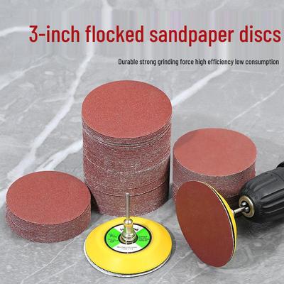 3" beflockte Schleifscheibe für Bohrmaschine - Glaspolitur & Holzbearbeitung, 75mm selbstklebendes Schleifrad