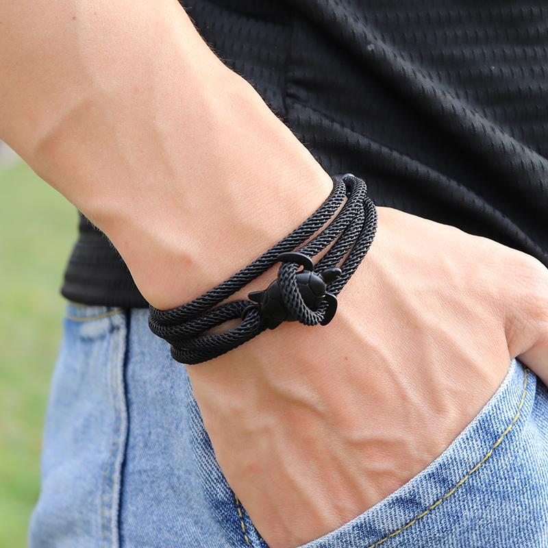 Noter Marine Animals Turtle Bracelet Men Multilayer Adjustable Rope Braslet Summer Beach Surfing Accessories Nautical Braclet
