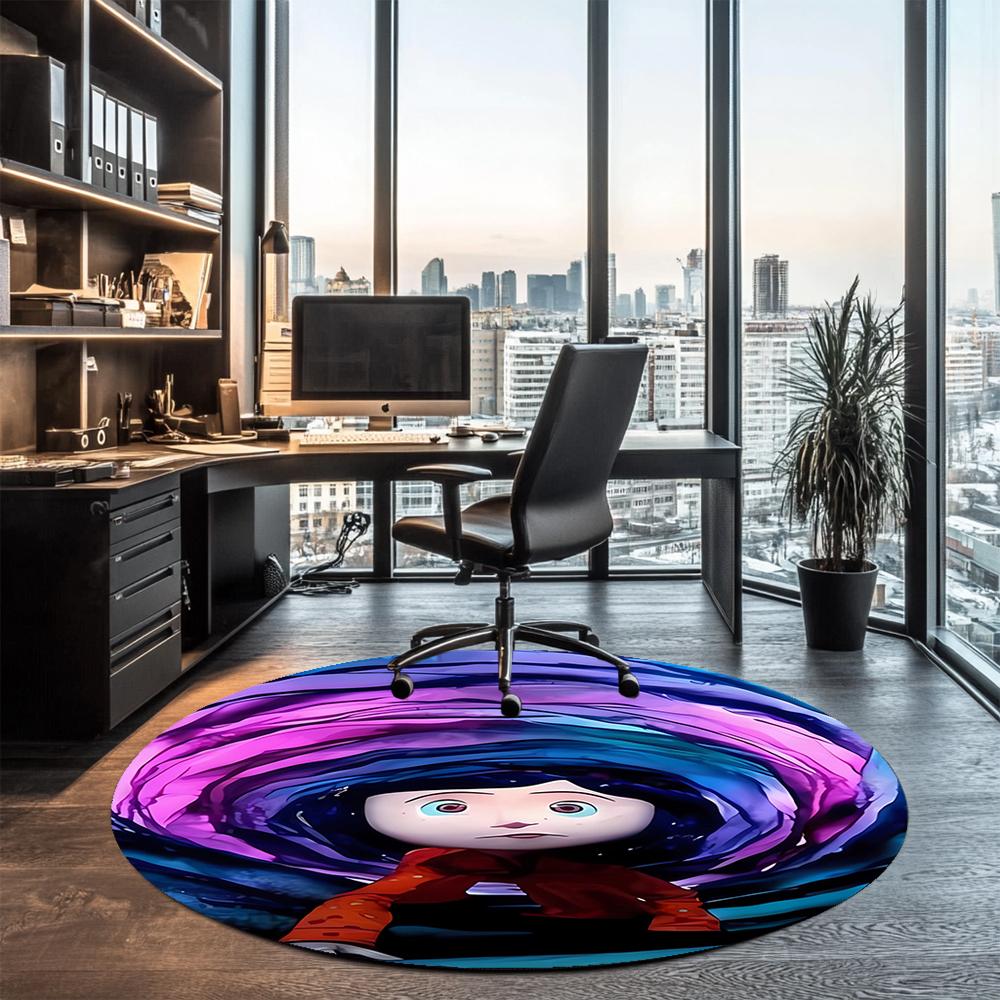 Coraline Printed Round Rug Carpet Chair Rug Area Rug Entryway Doormats,for Office Chair Living Room Bedroom Kitchen Room.
