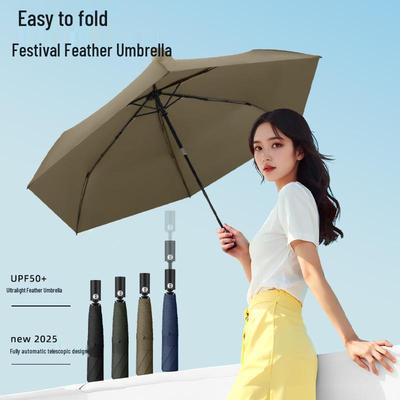 Parapluie Plume Automatique Rétractable Ultra-Léger: Protection Solaire et Pluie à Double Usage avec Tissu à Mémoire