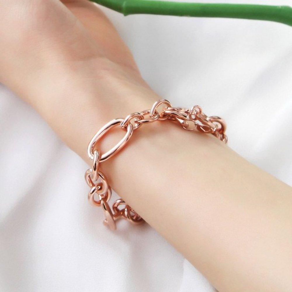 14K Gp Bold Round Ring Chain M Rose Gold Fashion Bracelet Summer Bracelet Bracelet Gift 14Kgp Bracelet Women's Bracelet