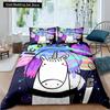 Kids Unicorn Stars King Queen Duvet Cover Cartoon Magic Animal Bedding Set Rainbow Shiny Quilt Cover Polyester Comforter Cover