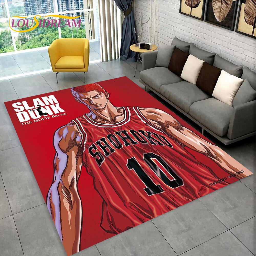 Tappeto Area Slam Dunk Anime Cartone Animato Giapponese, Tappeto per Soggiorno Camera da Letto Divano Zerbino Decorazione, Tappetino Antiscivolo per Bambini