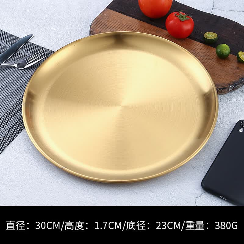 Qianxing Korean Style Stainless Steel Round Plate Set