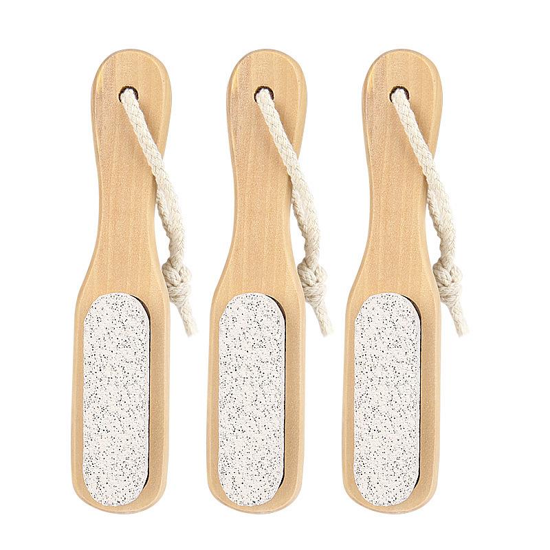 Pumice Stone Foot Scrubber with Wooden Handle for Calluses and Rough Skin Exfoliation