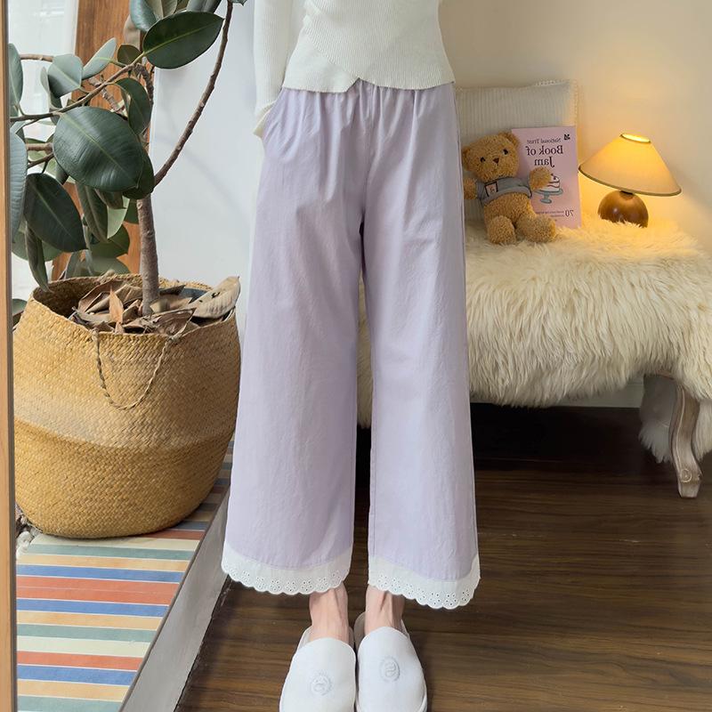

Women s Cotton Lace-Trimmed Nine-Point Pants – Versatile for Spring, Summer, and Autumn Extra Large