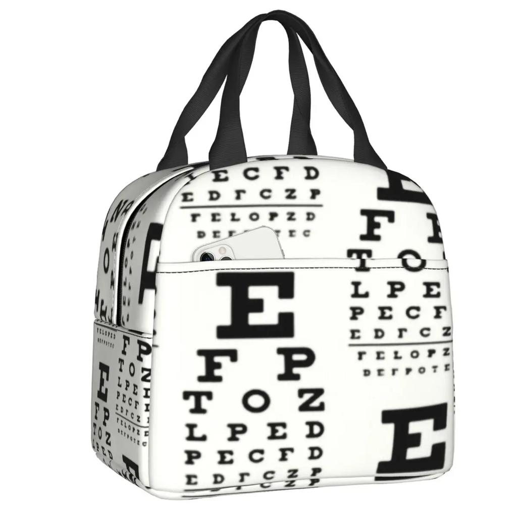 Funny Drummers Eye Chart Thermal Insulated Lunch Bag Women Resuable Lunch Container for School Office Outdoor Storage Food Box