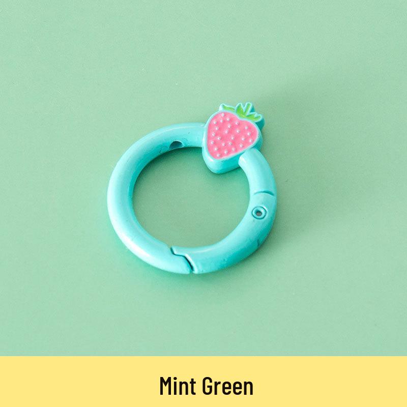 Baked Paint Strawberry Spring Ring Keychain Jewelry Hardware Accessory