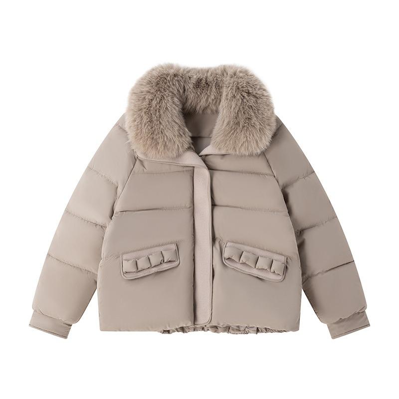 Cotton-padded women's lapel collar large fur collar short thickened warm winter new loose coat cotton clothes