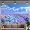 Hydrangea Path Wind Turbine Landscape Tapestry Polyester Wall Hanging Living Room Bedroom Office Wall Decoration Home Decoration