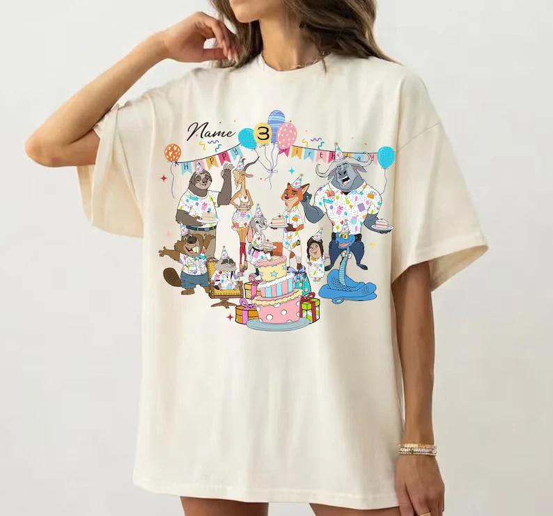 Personalized Name Age Zootopia 2 Birthday TShirt Unisex 5 S